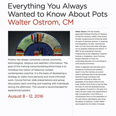 ATELIER DE CRÉATION CÉRAMIQUE AVEC WALTER OSTROM _____